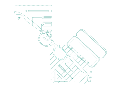 Handmade Glasses atelier case craftsman d2c glasses handmade illustration infographic manufacturing ray ban tool workshop