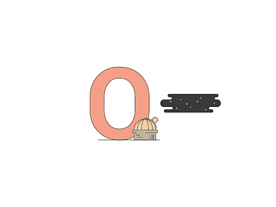 Observatory alphabet letter night observatory orange sky star