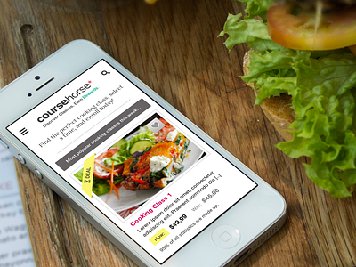 Coursehorse Responsive Website @2x clean cooking design device flat food icon responsive web white