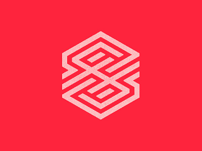 Logo Idea geometric hexagon hi tech interlaced letter red s security shield strong tech woven