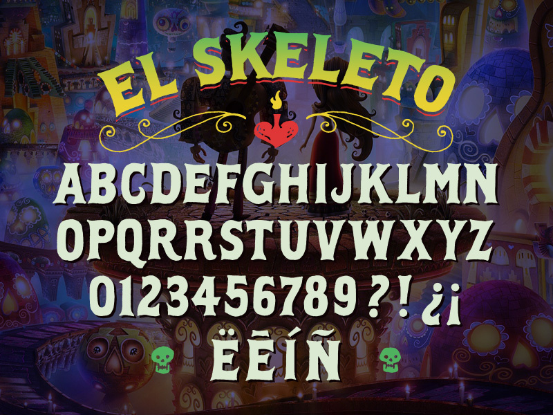 The Book of Life "El Skeleto" font design