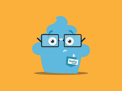 New Manager Hire Cupcake blue cupcake flat glasses illustration livingsocial vector