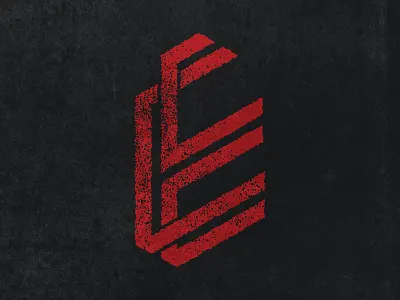 Weaved branding e form grunge letters logo red typography