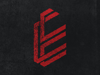 Weaved branding e form grunge letters logo red typography