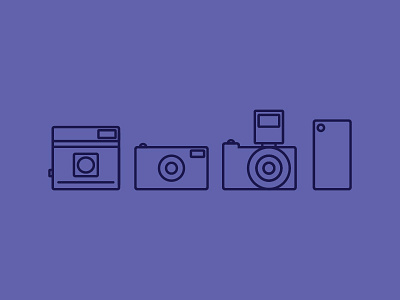 Photo Lineup Icons camera design flash icon illustration line mark outline phone photo poloroid simple