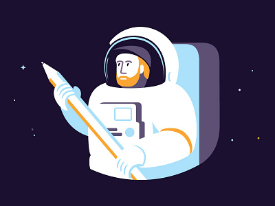 Portrait of the Artist as a Young Spaceman astronaut illustration pencil portrait space