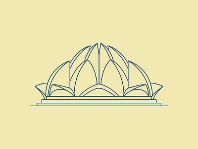 Lotus Temple architecture building icon india line art line work temple