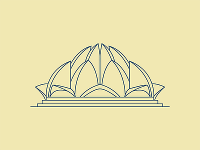 Lotus Temple architecture building icon india line art line work temple