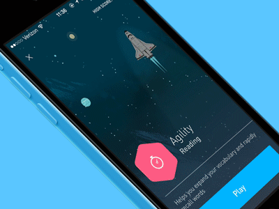 Elevate - Rocket Game Design animation app brain training buttons gif ios mobile motion transitions ui ux