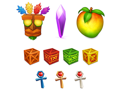 Crash Bandicoot Icons aku aku crash bandicoot crate crystal icons nitro relic tnt video game wumpa