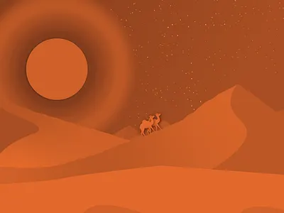 Desert Night – Monochromatic Landscape adobeillustrator creativ desertnight digitalart dribbblewarmup graphic design illustration minimaldesign monochromatic vector vectorart