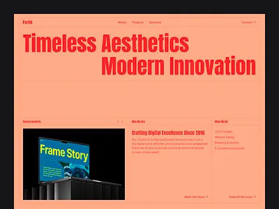 Fortik - Design Agency Website abu hasan agency agency landing page agency website bold typography branding clean clean design design digital agency digital marketing gr8r studio header design marketing minimal modern portfolio ui design web design website design