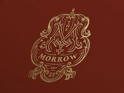 The Morrow Badge branding design elegant fleur home icon illustration logo m ornate regal stately victorian