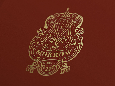 The Morrow Badge branding design elegant fleur home icon illustration logo m ornate regal stately victorian