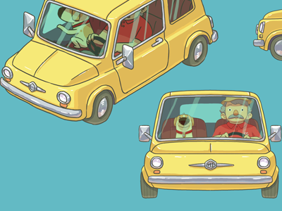 Drive animation car character design dog fiat film illustration oldman