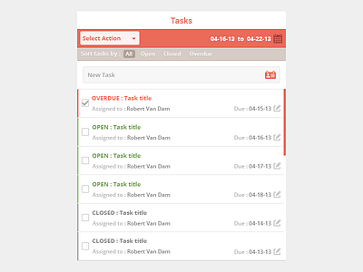 Flat Tasks management UI for CRM crm flat list management manager task tasks ui