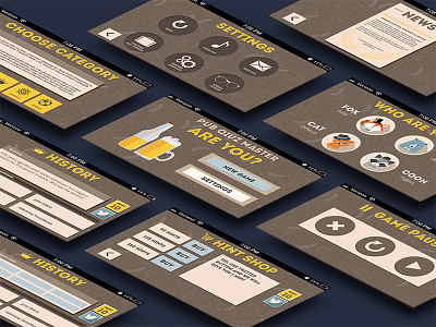 quiz mobile game app flat ui hipster icons interface mobile app ui design