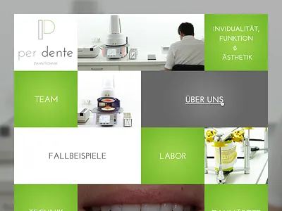 Per Dente Homepage color dente design green site ux web white