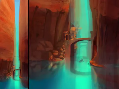 Canyon Village concept art sketch