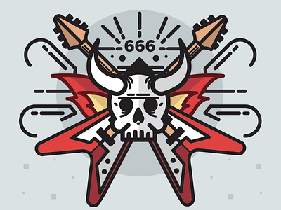 Hardcore \m/ devil flat fun guitar icon illustration linework metal