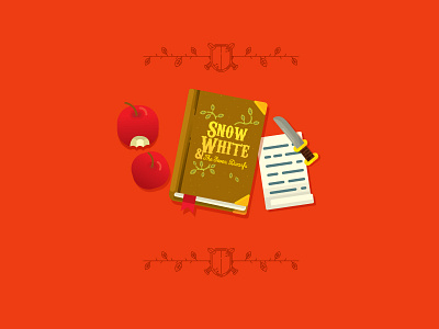 Snow White books and apple illustration vector