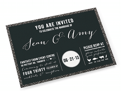 Casual Wedding invite black white casual invite postcard wedding