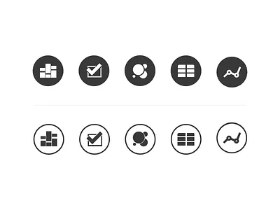Icons in progress analysis circle design flat gray iconography icons modern pack process simple web