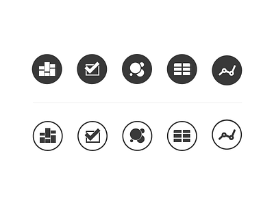 Icons in progress analysis circle design flat gray iconography icons modern pack process simple web