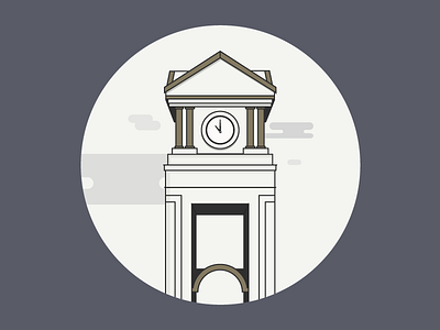 Clock Tower redux clock tower college flat illustration line art vector