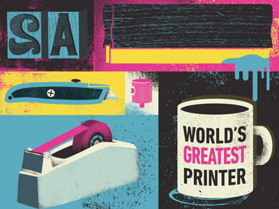 Print Or Die cmyk coffee illustration letterpress screenprint