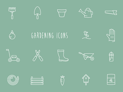 Gardening tools garden gardening icons line tools