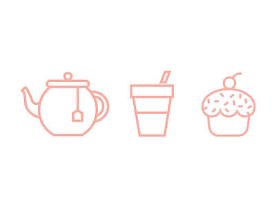 Tea time icons cake glass icons tea vector