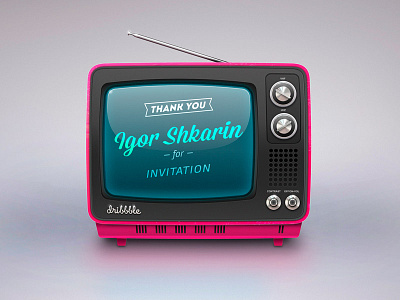 Thanks for the invite icon illustration invitation invite photoshop retro television televisionset thanks tv tvset vintage