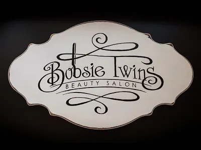 Bobsie Twins Sign beauty salon bobsie twins branding design hand lettering logo sign typography