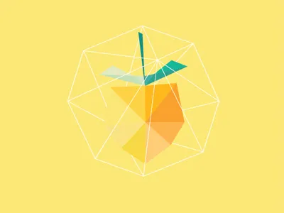 Lemon Shape Icon flat fruit geometrical icon illustration lab lemon net shapes wire yellow