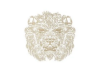 White Lion dots gold line lion logo