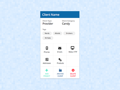 Dashboard - Client Card dashboard