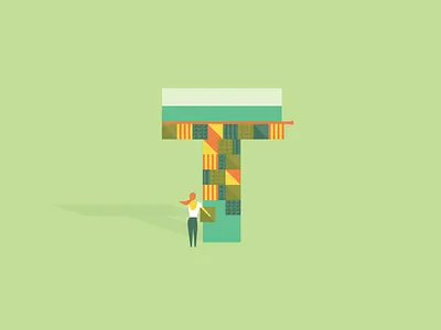 T is for textile art character illustration letter pattern shadow t textile weaving