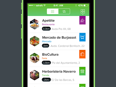 List view app green ios iphone list listview ui ux view