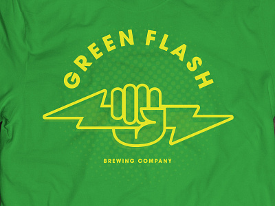 Green Lightning brewing craft graphics green green flash icon san diego t shirt tee yellow