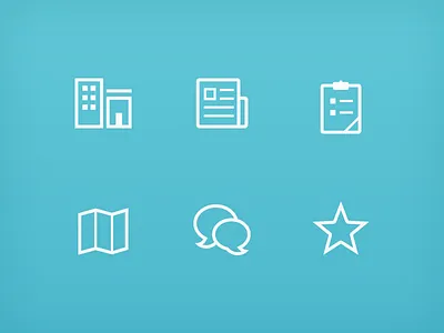 iOS Nav Icons clean feedback flat guide illustration ios ios7 news property realestate star survey