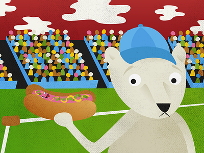 Hot Dog baseball bear hot dog illustration stadium