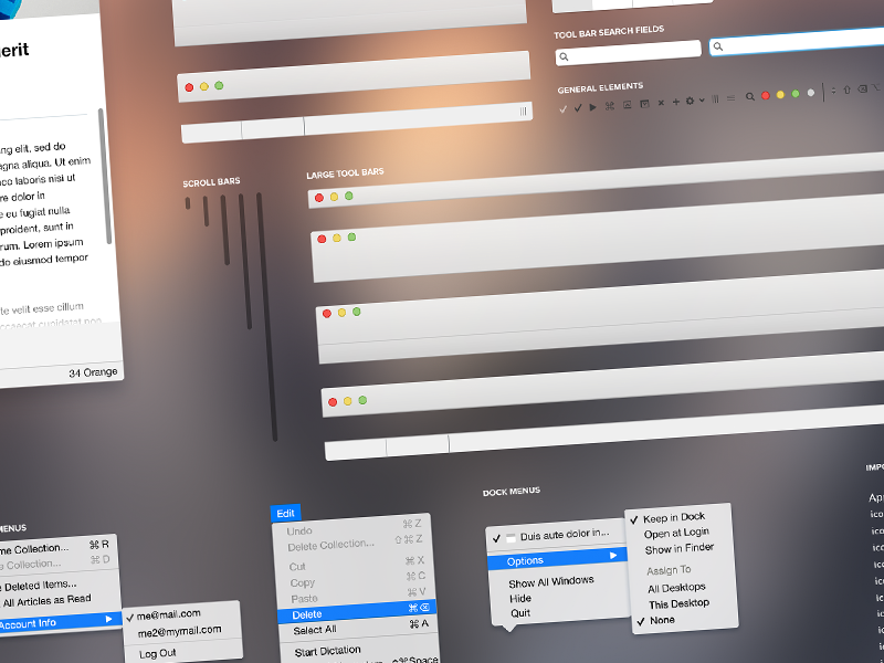 Example of Mac OS X Yosemite UI