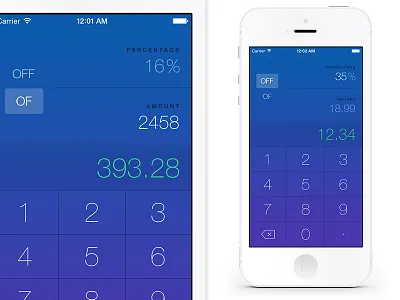 OffOf - Percentage Calculator app calc ios keyboard keys math numbers