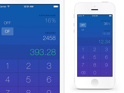 OffOf - Percentage Calculator app calc ios keyboard keys math numbers