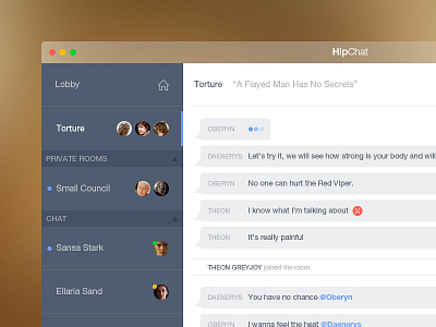 Hipchat app chat clean flat got hipchat modern os sidebar ui window yosemite