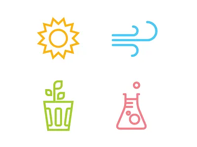 New Icon Sketches chemicals compost icons sun wind