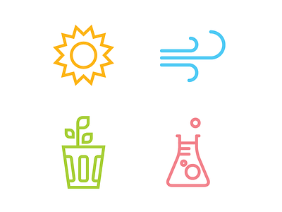 New Icon Sketches chemicals compost icons sun wind