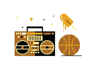 Block Party basketball boom box brown chicago flat ghetto blaster illustration illustrator orange popsicle vector yellow