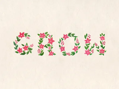Grow lettering watercolor